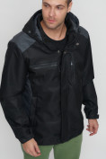 Купить Куртка спортивная мужская с капюшоном черного цвета 6652Ch, фото 6