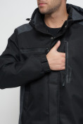 Купить Куртка спортивная мужская с капюшоном черного цвета 6652Ch, фото 9