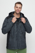 Купить Куртка спортивная мужская с капюшоном темно-серого цвета 6652TC, фото 6