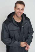 Купить Куртка спортивная мужская с капюшоном темно-серого цвета 6652TC, фото 7