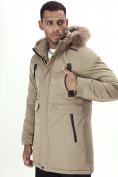 Купить Парка мужская зимняя с мехом бежевого цвета 6662B, фото 15