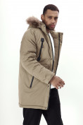 Купить Парка мужская зимняя с мехом бежевого цвета 6662B, фото 17