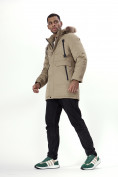 Купить Парка мужская зимняя с мехом бежевого цвета 6662B, фото 8