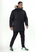 Купить Парка мужская зимняя с мехом черного цвета 6662Ch, фото 3