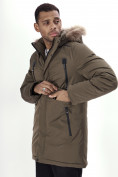Купить Парка мужская зимняя с мехом цвета хаки 6662Kh, фото 7