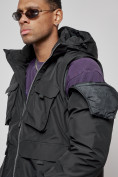Купить Куртка - жилетка трансформер с подогревом 2 в 1 мужская зимняя черного цвета 6668Ch, фото 10