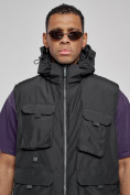 Купить Куртка - жилетка трансформер с подогревом 2 в 1 мужская зимняя черного цвета 6668Ch, фото 11