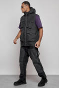 Купить Куртка - жилетка трансформер с подогревом 2 в 1 мужская зимняя черного цвета 6668Ch, фото 13