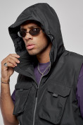 Купить Куртка - жилетка трансформер с подогревом 2 в 1 мужская зимняя черного цвета 6668Ch, фото 17