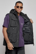 Купить Куртка - жилетка трансформер с подогревом 2 в 1 мужская зимняя черного цвета 6668Ch, фото 19