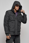 Купить Куртка - жилетка трансформер с подогревом 2 в 1 мужская зимняя черного цвета 6668Ch, фото 31