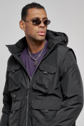 Купить Куртка - жилетка трансформер с подогревом 2 в 1 мужская зимняя черного цвета 6668Ch, фото 4