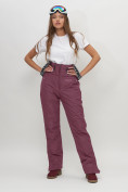 Купить Полукомбинезон брюки горнолыжные женские бордового цвета 66789Bo, фото 6