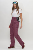 Купить Полукомбинезон брюки горнолыжные женские бордового цвета 66789Bo, фото 7