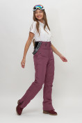 Купить Полукомбинезон брюки горнолыжные женские бордового цвета 66789Bo, фото 8