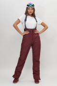 Купить Полукомбинезон брюки горнолыжные женские темно-бордового цвета 66789Tb, фото 2
