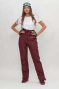 Купить Полукомбинезон брюки горнолыжные женские темно-бордового цвета 66789Tb, фото 6