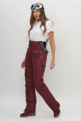 Купить Полукомбинезон брюки горнолыжные женские темно-бордового цвета 66789Tb, фото 7