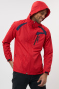 Купить Ветровка спортивная с капюшоном мужская красного цвета 671Kr, фото 6