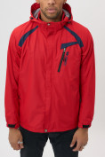 Купить Ветровка спортивная с капюшоном мужская красного цвета 671Kr, фото 5