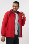 Купить Ветровка спортивная с капюшоном мужская красного цвета 671Kr, фото 7