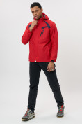 Купить Ветровка спортивная с капюшоном мужская красного цвета 671Kr, фото 13