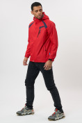 Купить Ветровка спортивная с капюшоном мужская красного цвета 671Kr, фото 9