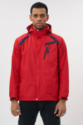 Купить Ветровка спортивная с капюшоном мужская красного цвета 671Kr, фото 2