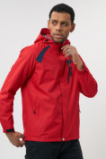 Купить Ветровка спортивная с капюшоном мужская красного цвета 671Kr, фото 3
