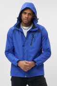 Купить Ветровка спортивная с капюшоном мужская синего цвета 671S, фото 17