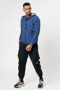 Купить Ветровка спортивная с капюшоном мужская синего цвета 684S, фото 7