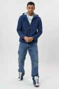Купить Ветровка спортивная с капюшоном мужская темно-синего цвета 684TS, фото 2