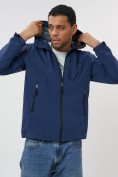 Купить Ветровка спортивная с капюшоном мужская темно-синего цвета 684TS, фото 5
