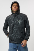 Купить Ветровка спортивная с капюшоном мужская черного цвета 6872Ch, фото 2