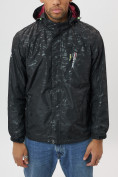Купить Ветровка спортивная с капюшоном мужская черного цвета 6872Ch, фото 10
