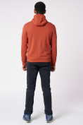 Купить Толстовка с капюшоном мужская на молнии оранжевого цвета 7012O, фото 5
