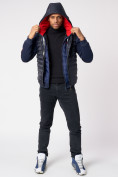 Купить Куртка 2 в 1 мужская толстовка и жилетка темно-синего цвета 70131-1TS, фото 3