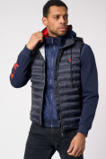Купить Куртка 2 в 1 мужская толстовка и жилетка темно-синего цвета 70131-1TS, фото 5