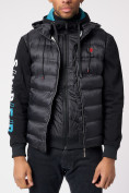 Купить Куртка 2 в 1 мужская толстовка и жилетка черного цвета 70131Ch, фото 7