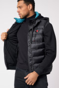 Купить Куртка 2 в 1 мужская толстовка и жилетка черного цвета 70131Ch, фото 9