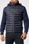 Купить Куртка 2 в 1 мужская толстовка и жилетка темно-синего цвета 70131TS, фото 9