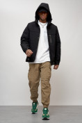 Купить Куртка молодежная мужская весенняя с капюшоном черного цвета 702Ch, фото 11