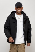 Купить Куртка молодежная мужская весенняя с капюшоном черного цвета 702Ch, фото 12