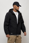 Купить Куртка молодежная мужская весенняя с капюшоном черного цвета 702Ch, фото 3