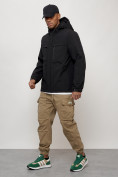 Купить Куртка молодежная мужская весенняя с капюшоном черного цвета 702Ch, фото 6