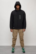 Купить Куртка молодежная мужская весенняя с капюшоном черного цвета 702Ch, фото 9