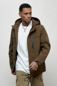 Купить Куртка молодежная мужская весенняя с капюшоном коричневого цвета 702K, фото 11