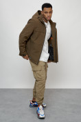 Купить Куртка молодежная мужская весенняя с капюшоном коричневого цвета 702K, фото 15
