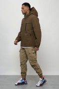 Купить Куртка молодежная мужская весенняя с капюшоном коричневого цвета 702K, фото 2