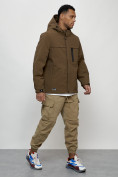 Купить Куртка молодежная мужская весенняя с капюшоном коричневого цвета 702K, фото 3
